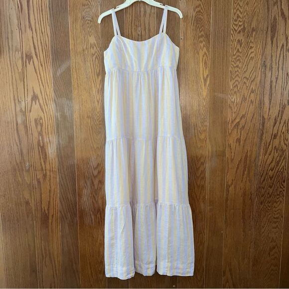 Lilly Pulitzer Javanne Linen Maxi Dress EUC Lilac Island Secrets Stripe 10 - Picture 2 of 12